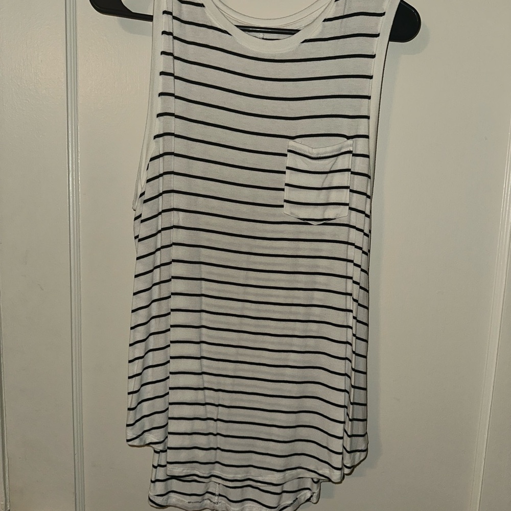 Striped Sleeveless Top - Black and White